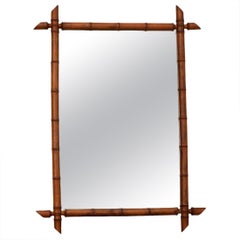 Vintage Symmetrical French Faux Bamboo Mirror