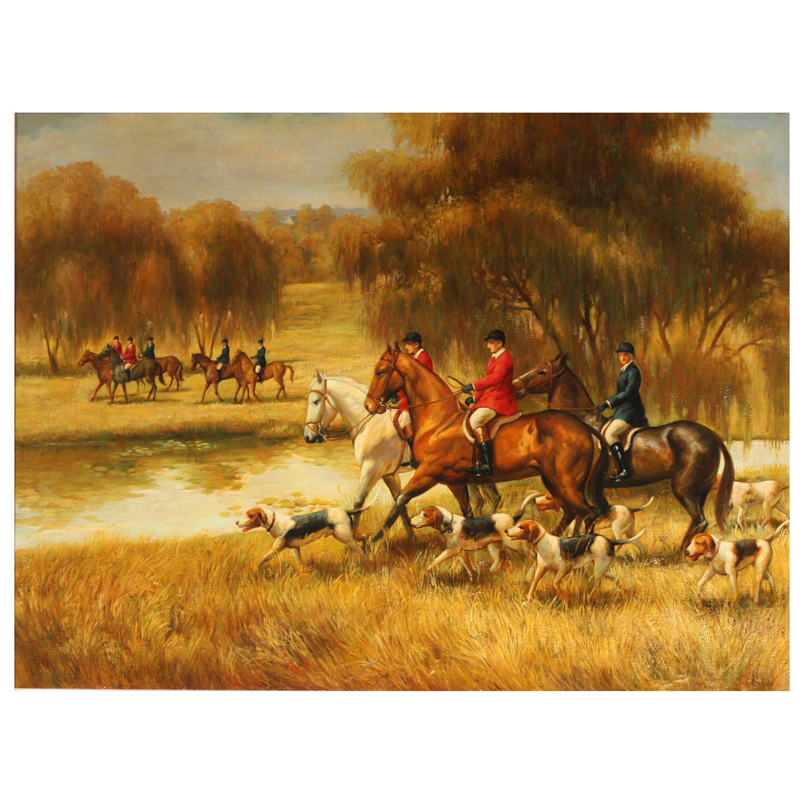 British/American School Hunt Scene, The Start  appears unsigned For Sale
