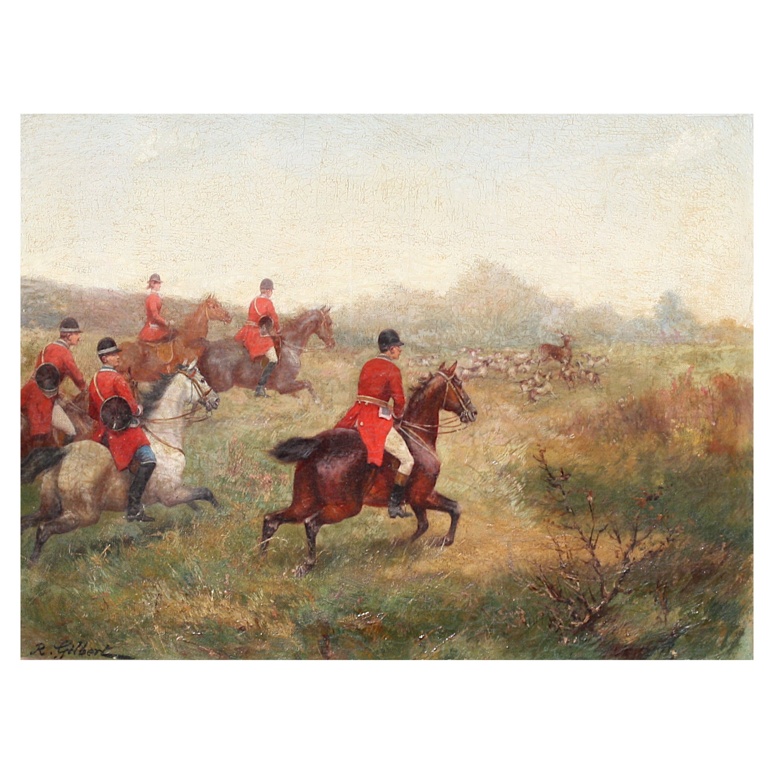 R. Gilbert, britannique, 19e/20e siècle, scène de chasse sportive  en vente