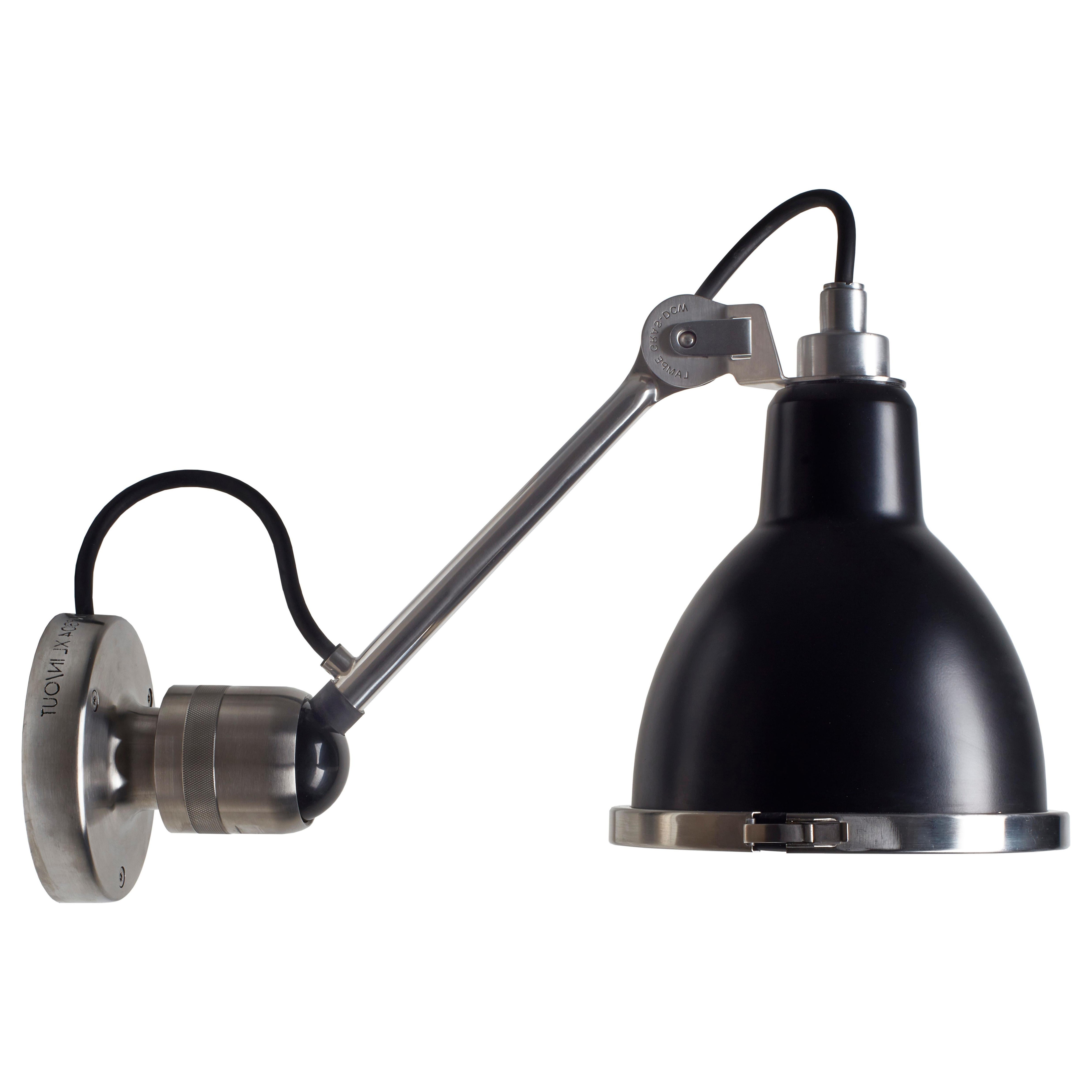 DCW Editions La Lampe Gras N°304 XL Round Wall Lamp in Bare Arm & Black Shade 2