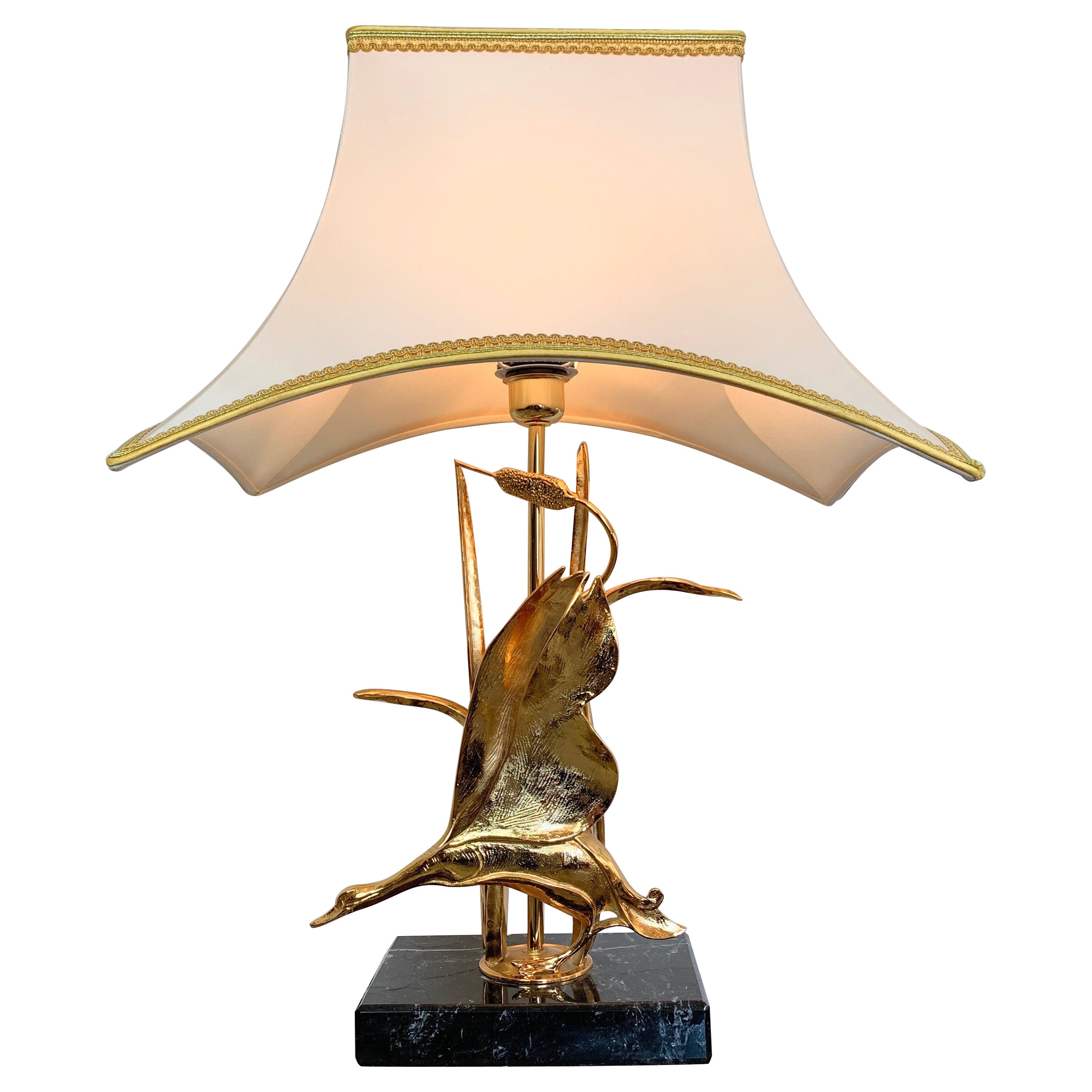 Lanciotto Galeotti Gold Goose Table Lamp, Italy, 1970s