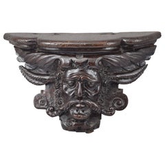 Antique Misericord. Carved wood. 16th century.