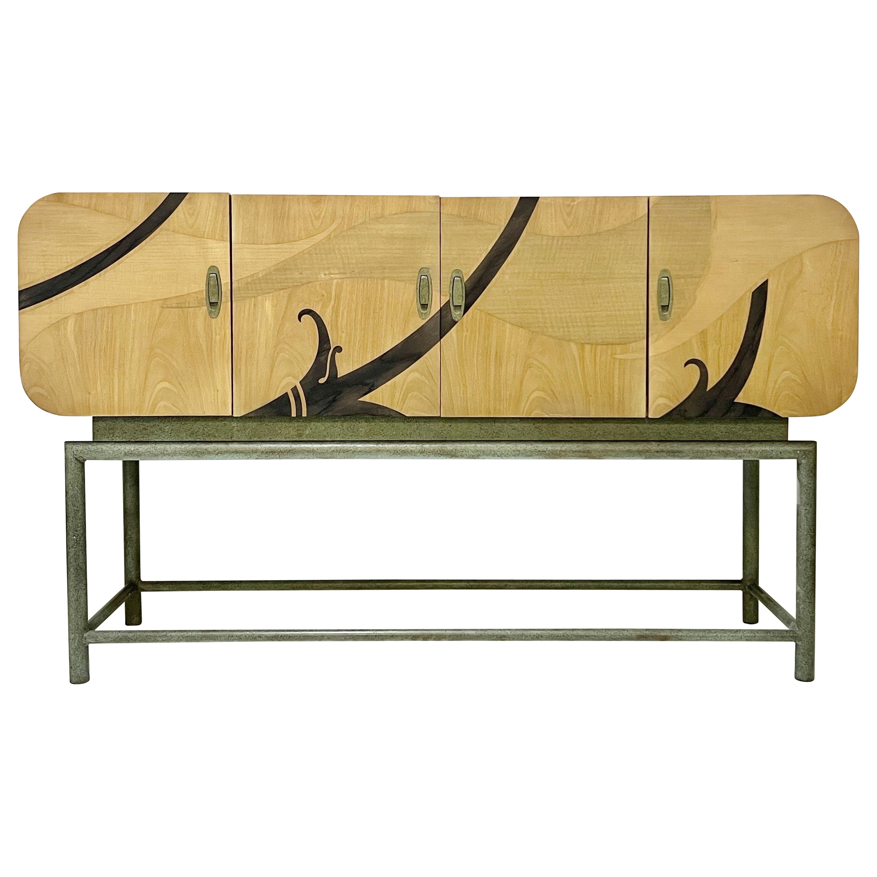 Organic Modern Wood and Metal Cabinet Console Sideboard