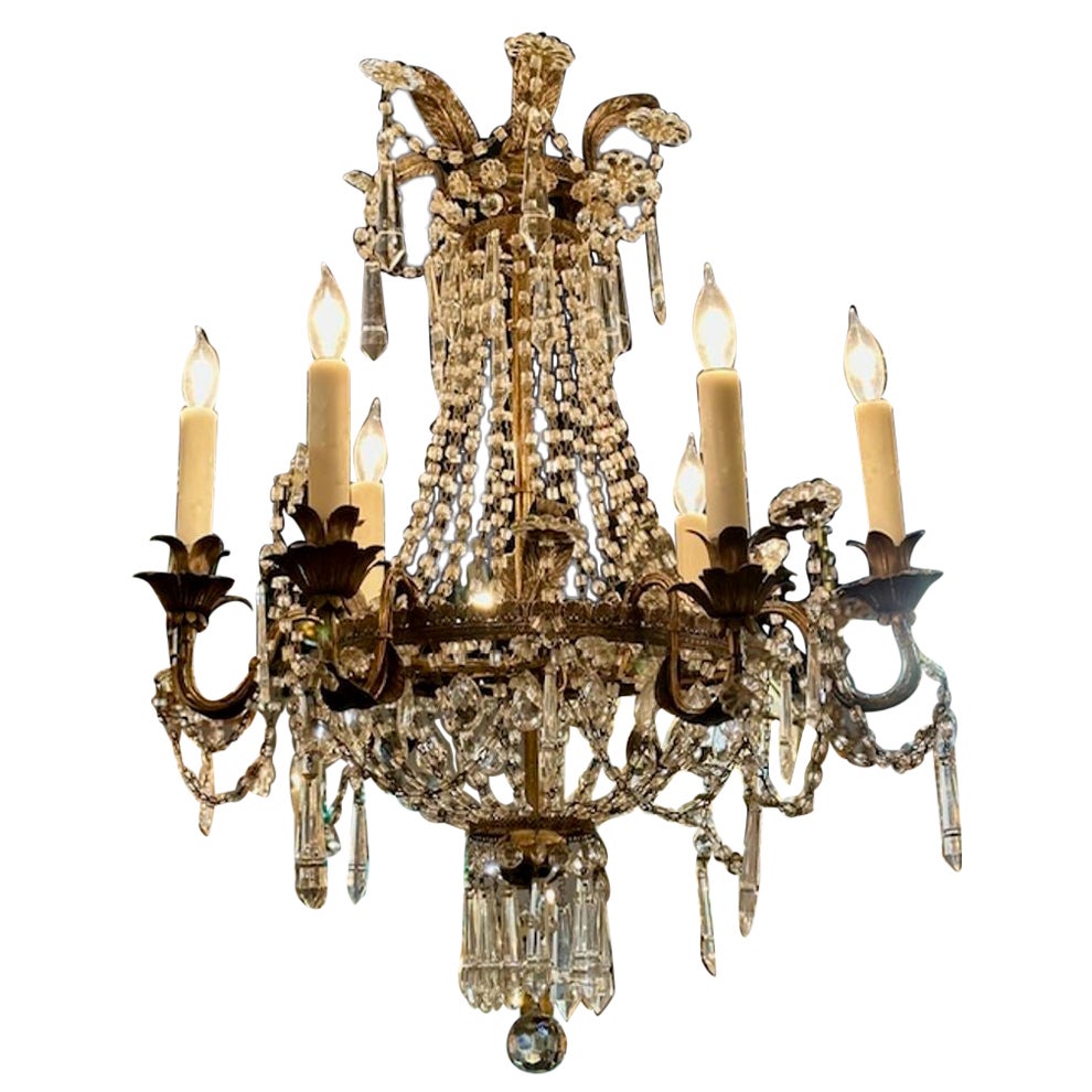 Italian Empire Crystal Basket Chandelier