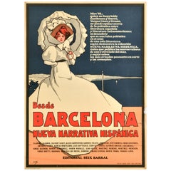 Original Vintage Advertising Poster Desde Barcelona Victorian Lady John Hassall
