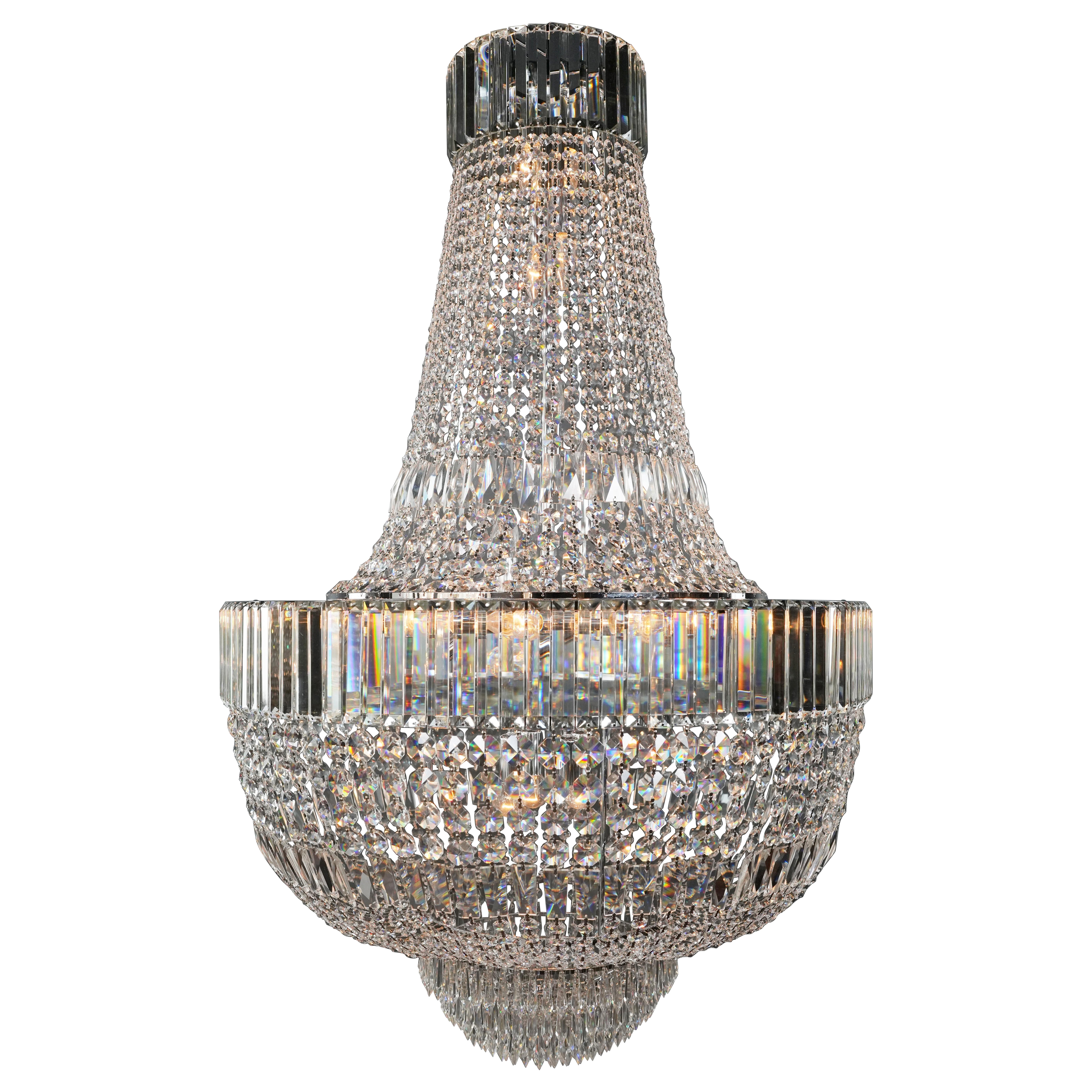 Lustre de style Art Déco en cristal Empire Sac a Pearl Palace Lamp Chrome en vente