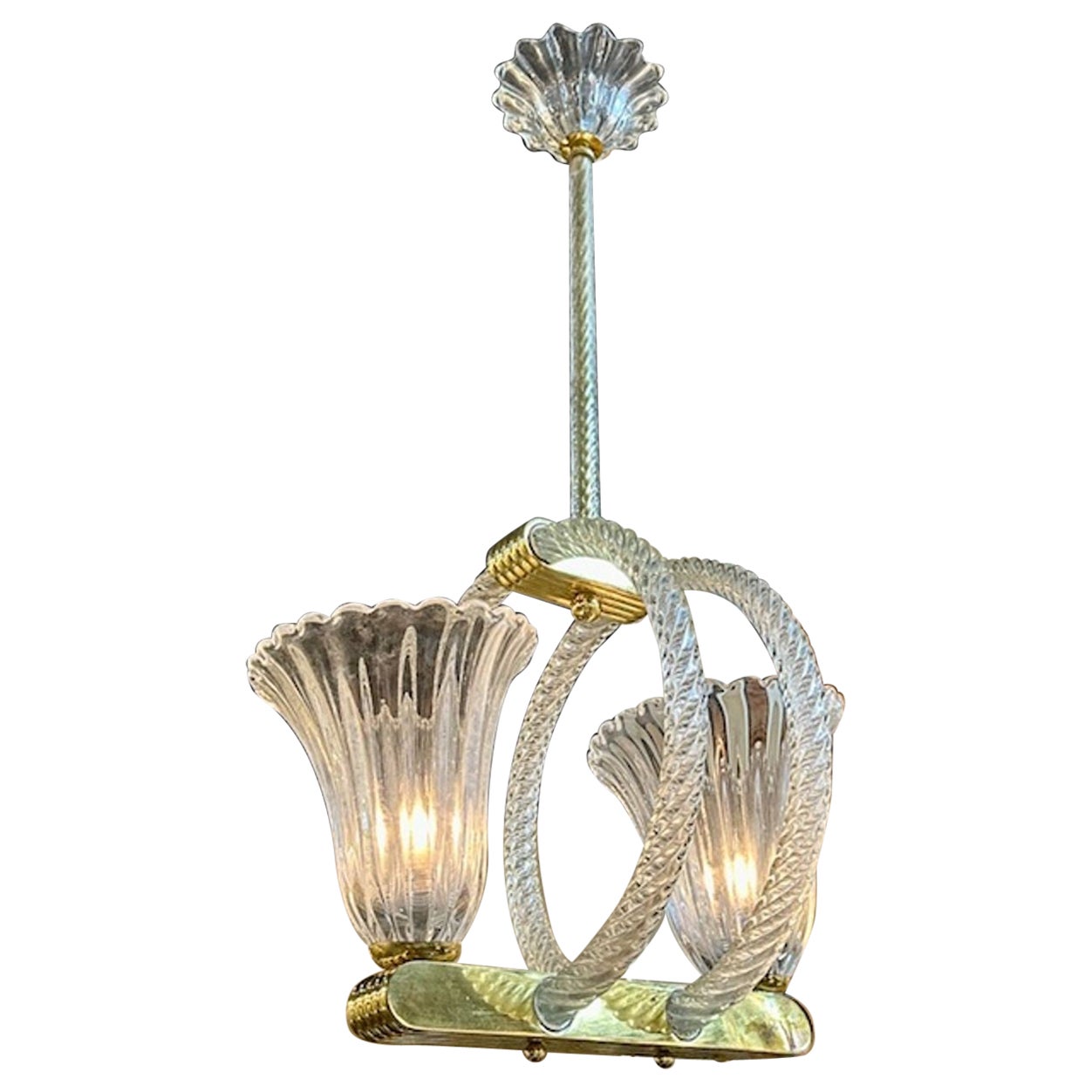 Murano Double Cup Chandelier For Sale
