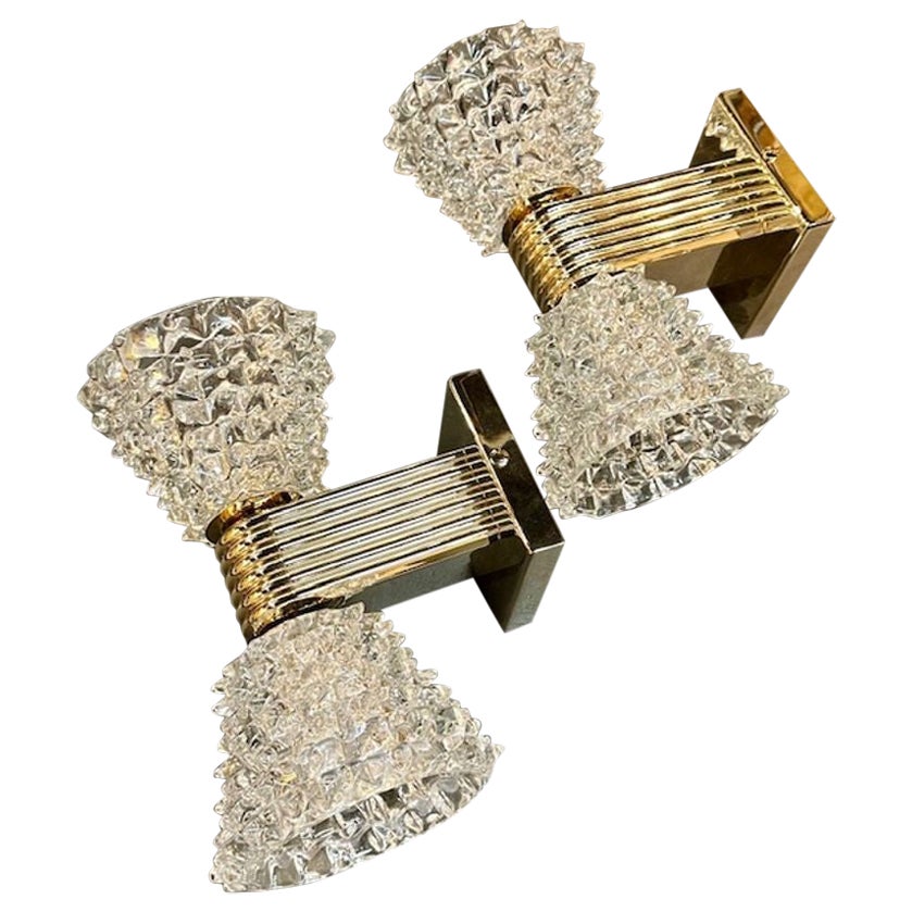 Pair of Murano Double Cup Sconces For Sale