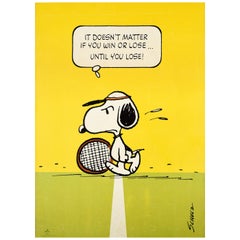 Original Vintage-Poster, Schnoopy Tennis, Win Lose, Charles M Schulz, Cartoon, Nussbaum, Charles M Schulz