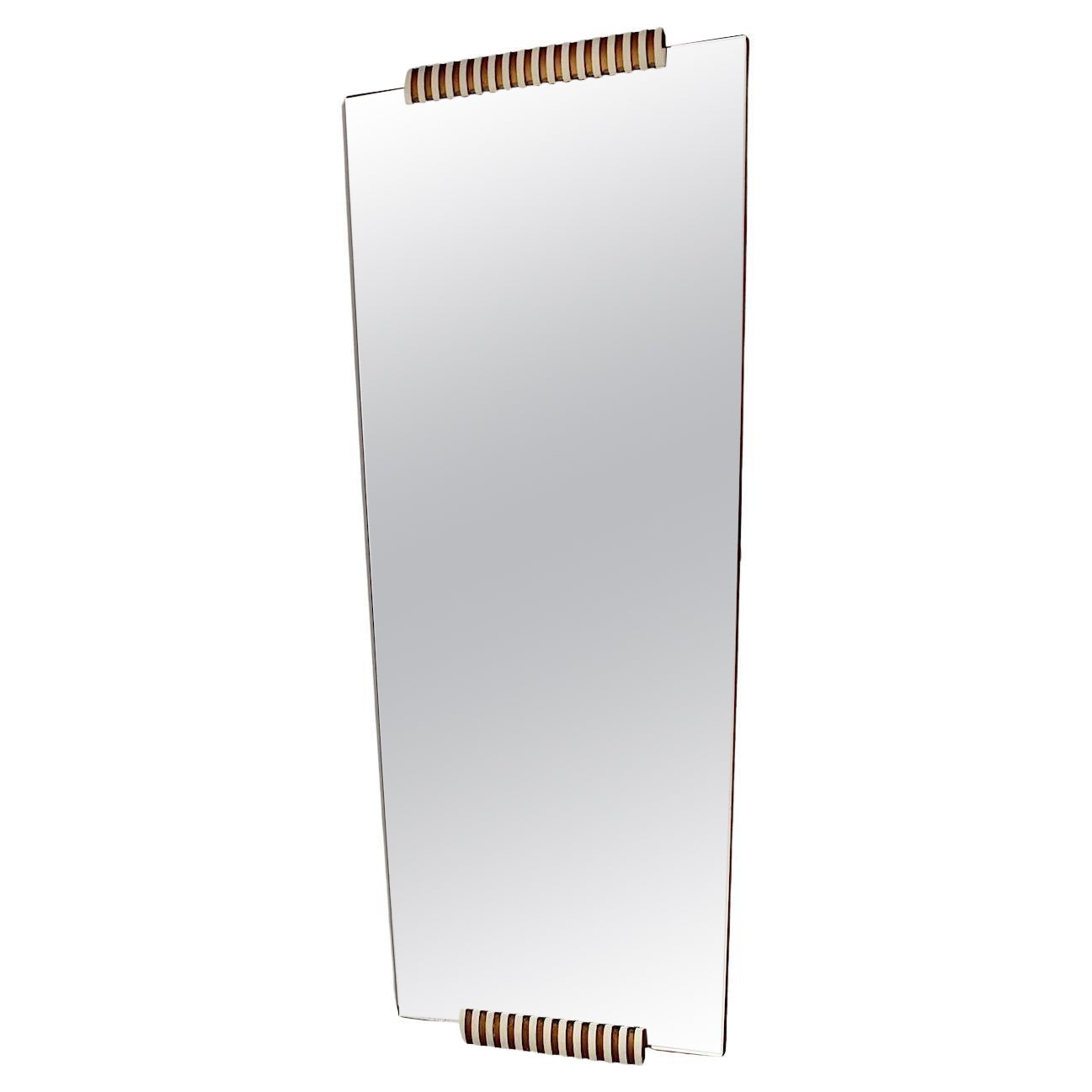 Mid Century Modern Vintage Gold White Full Length Mirror Wall Mirror 1950s Italy For Sale