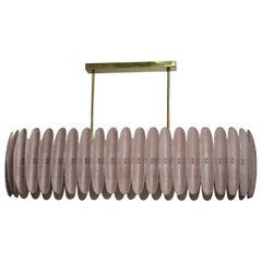 Murano Pink Art Glass Rectangular Mid-Century Chandelier and Pendant, 2000