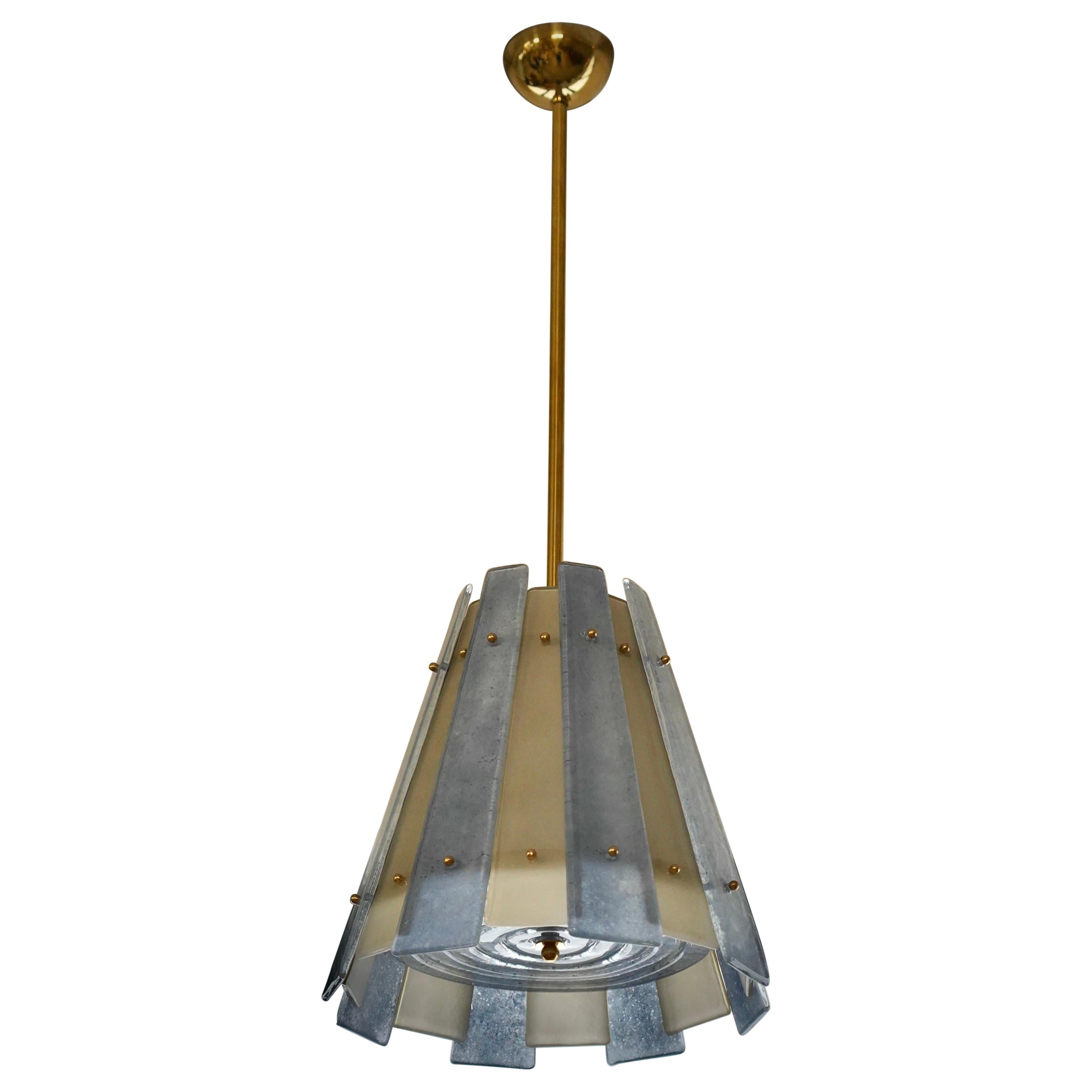 Vetro artistico di Murano e ottone Whiting e  Lampadario e pendente Light Blu, 2020 in vendita