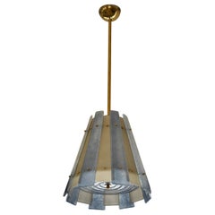 Murano Art Glass and Brass Ice White and  Light Blu Chandelier and Pendant, 2020
