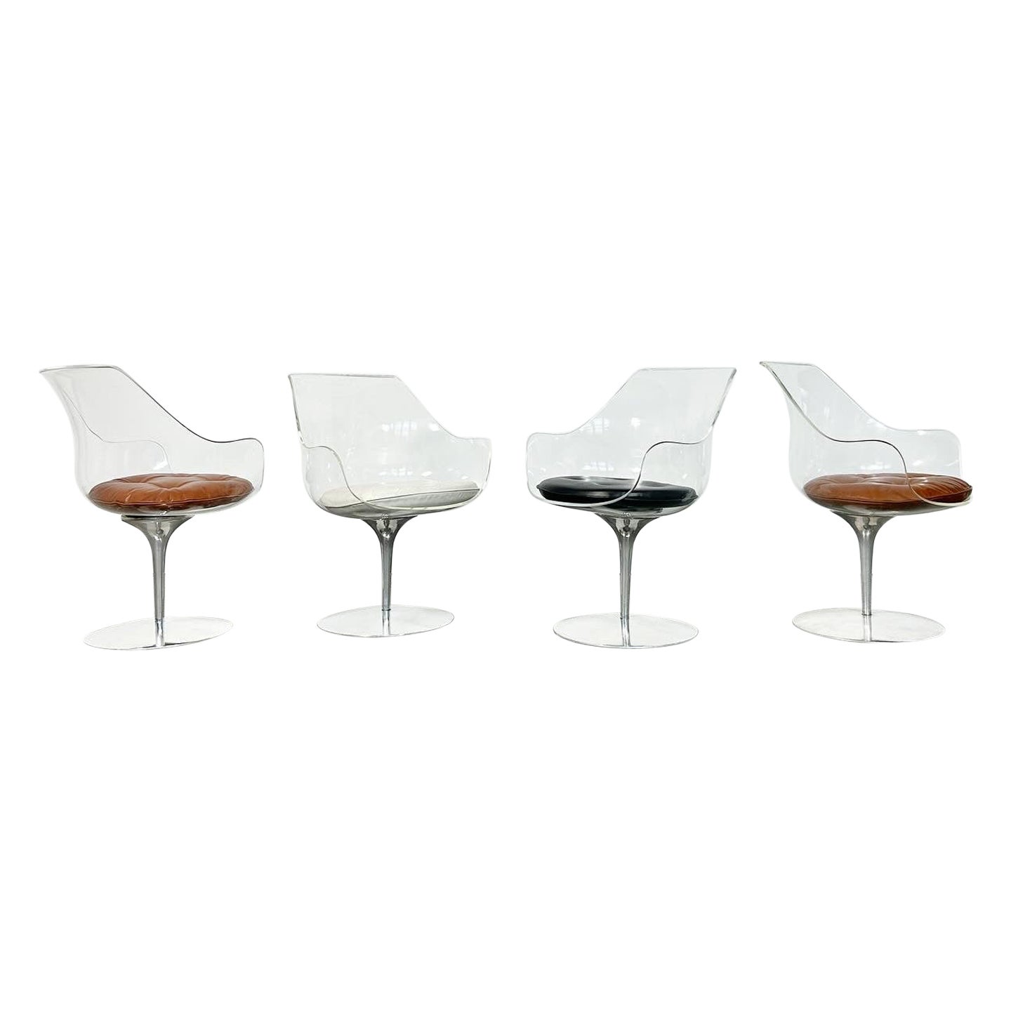 Set of four Champagne chair by Estelle & Erwine Laverne for Formes Nouvelles
