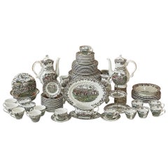 85-teiliges antikes Staffordshire-Essgeschirr-Set