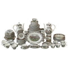 Set di stoviglie antiche Staffordshire da 85 pezzi
