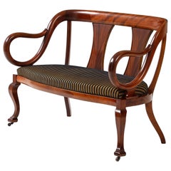 1940's French Sculptural Frame Cherry-wood Settee   