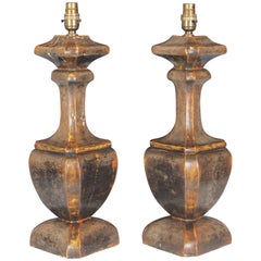 Paire d'anciennes lampes de table italiennes polychromes