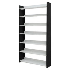 1960er TOMADO Schwarz und Weiß Stehendes Bücherregal aus emailliertem Metall