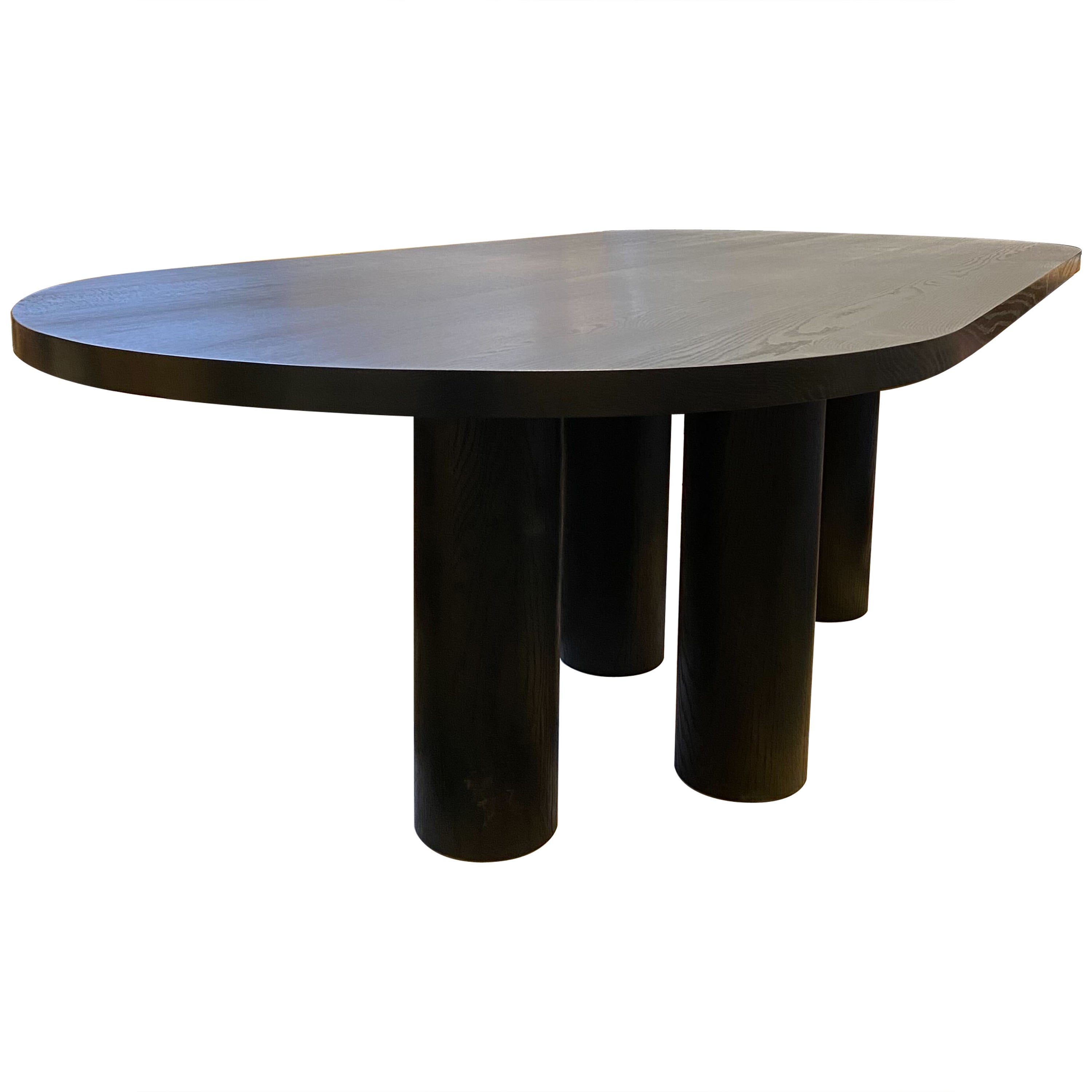Eden Solid Black Oak Dining Table with Turned Legs 84"L by Mary Ratcliffe Studio