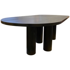 Eden Solid Black Oak Dining Table with Turned Legs 96"L by Mary Ratcliffe Studio
