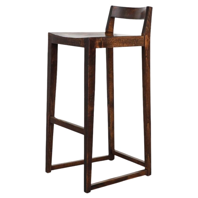 Mid-Century Tall Modernist Phillipe Starck Inspired Dark Stained Bar Stools