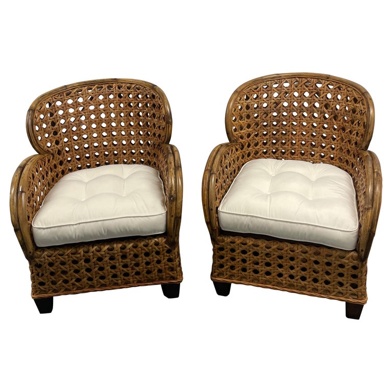 Rattan or Wicker Chair Cushions Denton or Linen Seat Cushion Linen