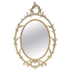Gesso Pierced Wood Gold Leaf Frame Oval Round Rococo Wall Mirror c1920s MINT!