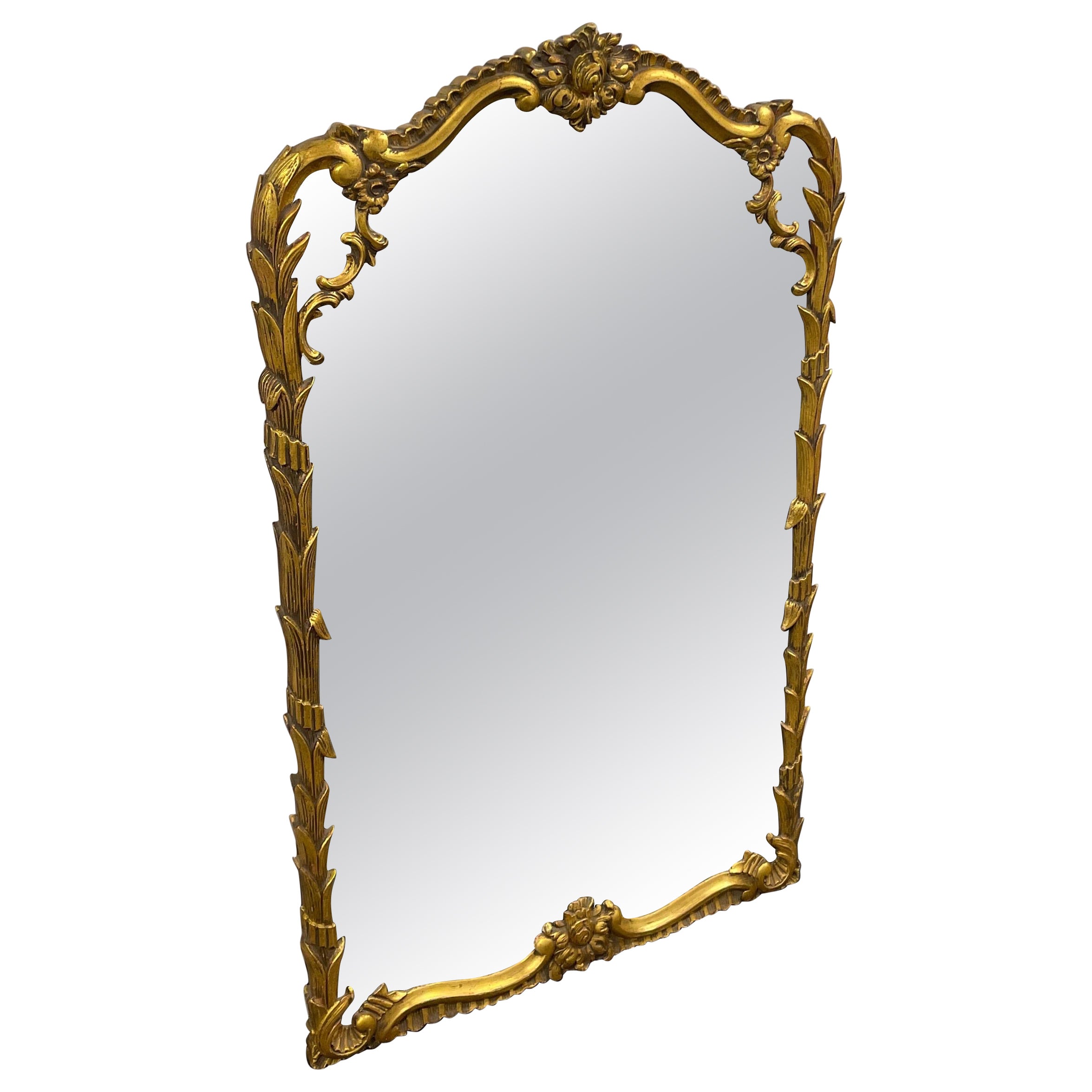 Vintage Italian Carved & Gilded Wall Mirror For Sale