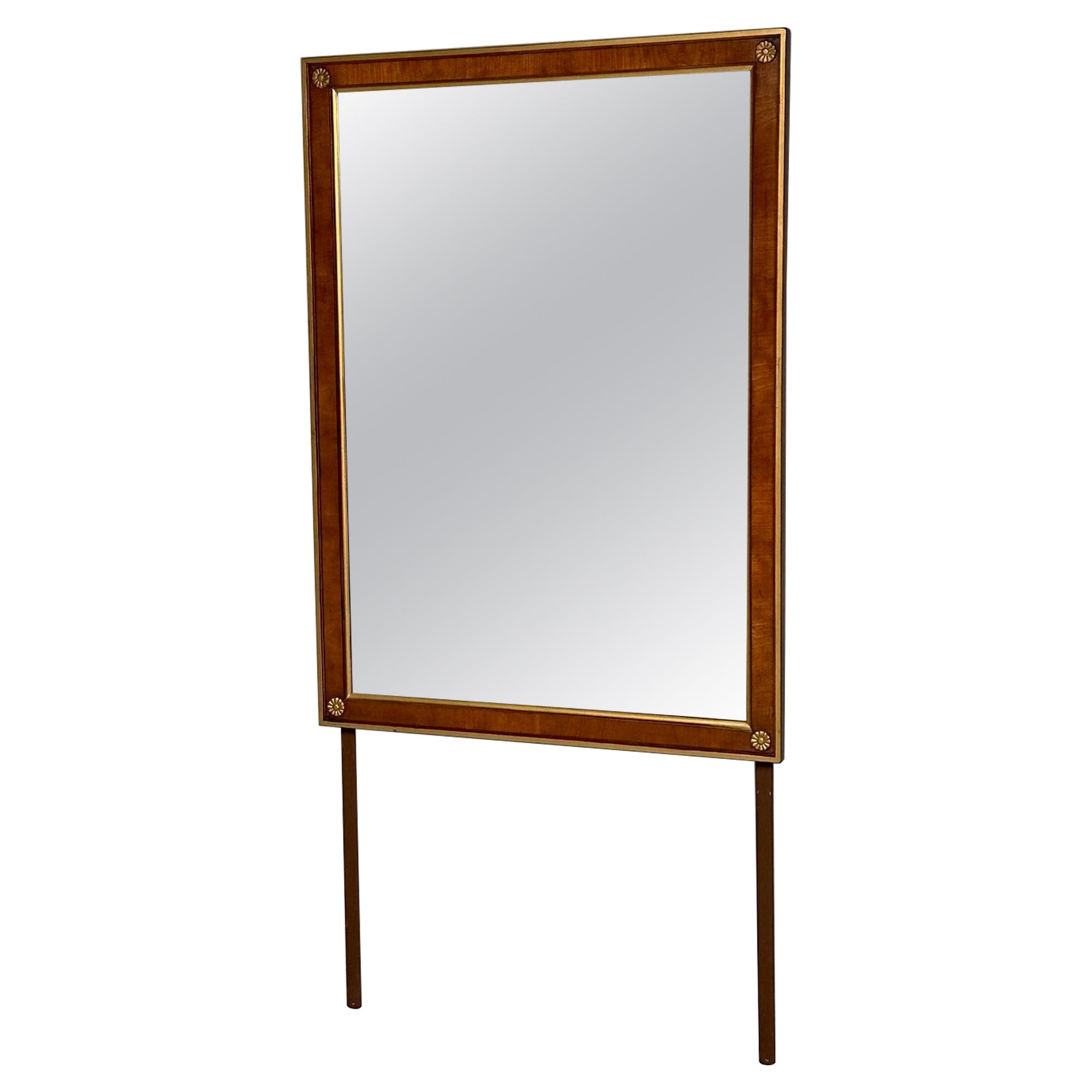 Walnut Bronze Mounted Hollywood Regency Wall or Dresser, Console Mirror For Sale