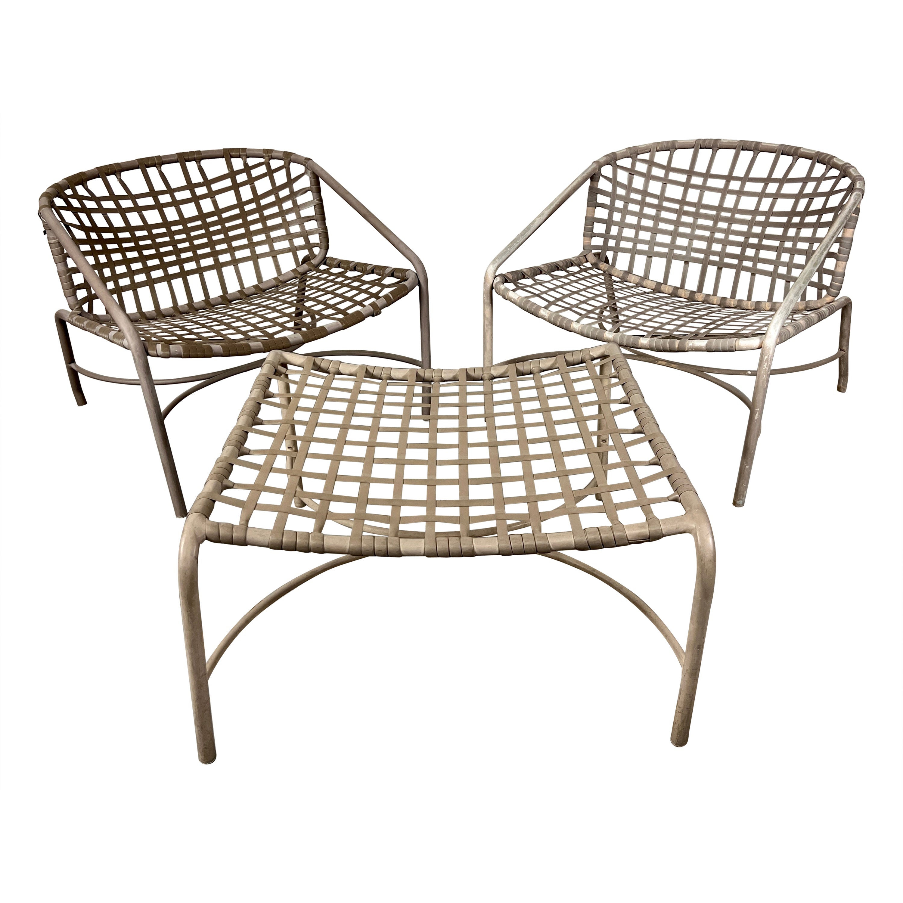 Tadao Inouye pour Brown Jordan Kantan ensemble de chaises de patio avec pouf
