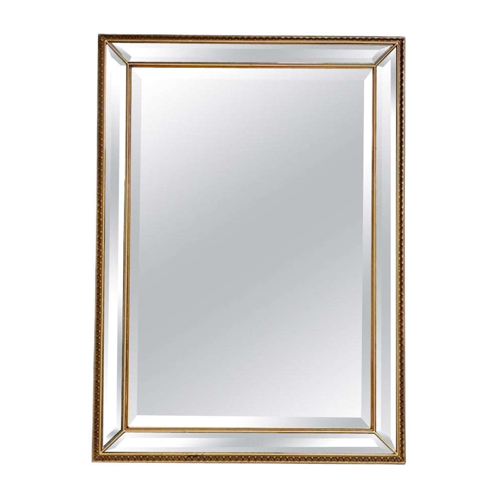 Modern Gilt Gold Beveled Wall, Console or Mantel Mirror