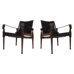 Pakistani Rosewood Safari Chairs with Brass by Hayat Brothers