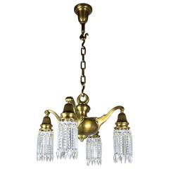 Neoclassical Arts and Crafts Fixture with Notched Crystal