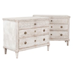 Pair of Gray Painted Gustavian Chest of Drawers, Sweden circa 1860