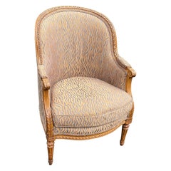 Armchair Louis XV Style with Bronze Flame Pattern Fabric Hollywood Regency 