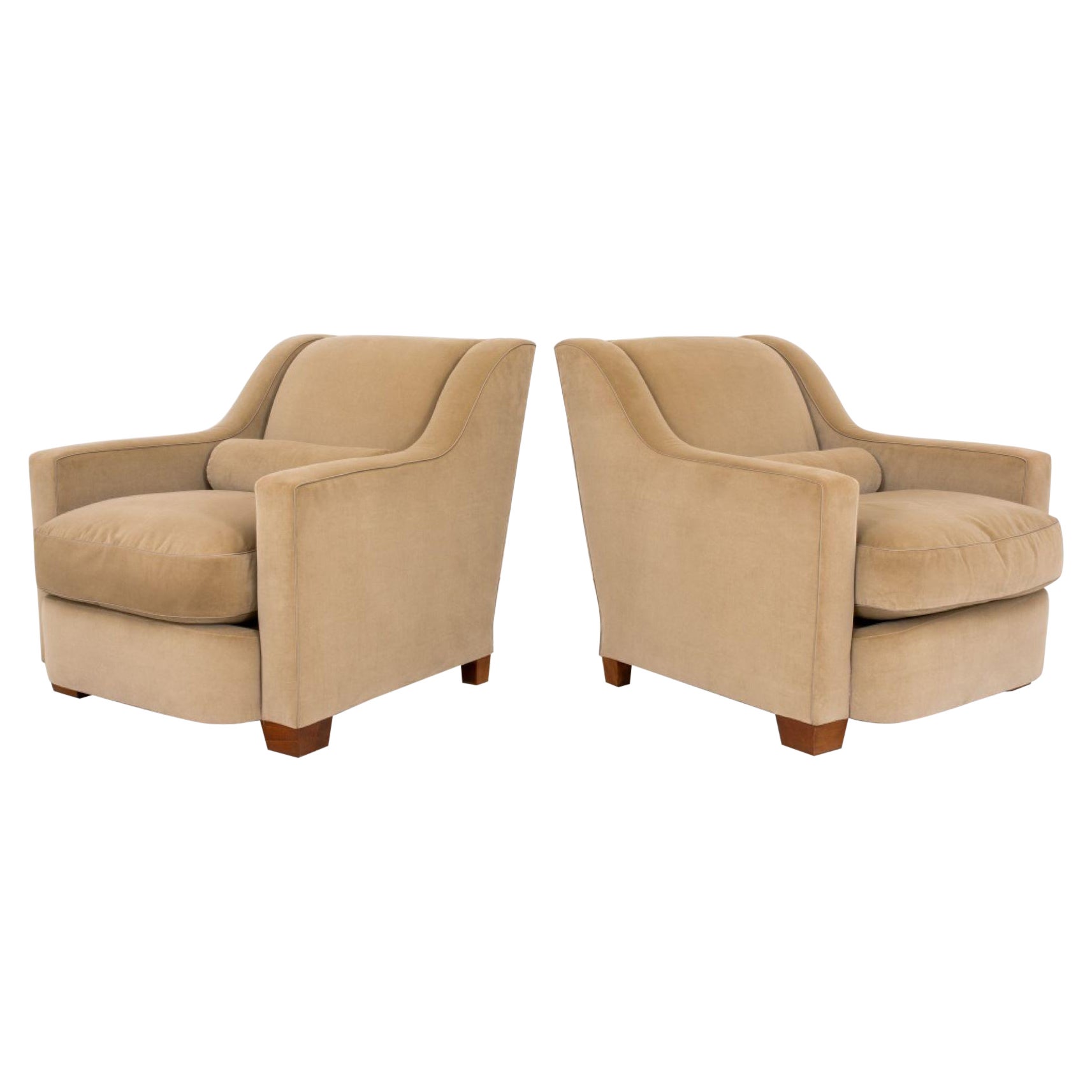 Thad Hayes Velvet Upholstered Armchairs, Pr For Sale
