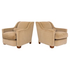 Used Thad Hayes Velvet Upholstered Armchairs, Pr