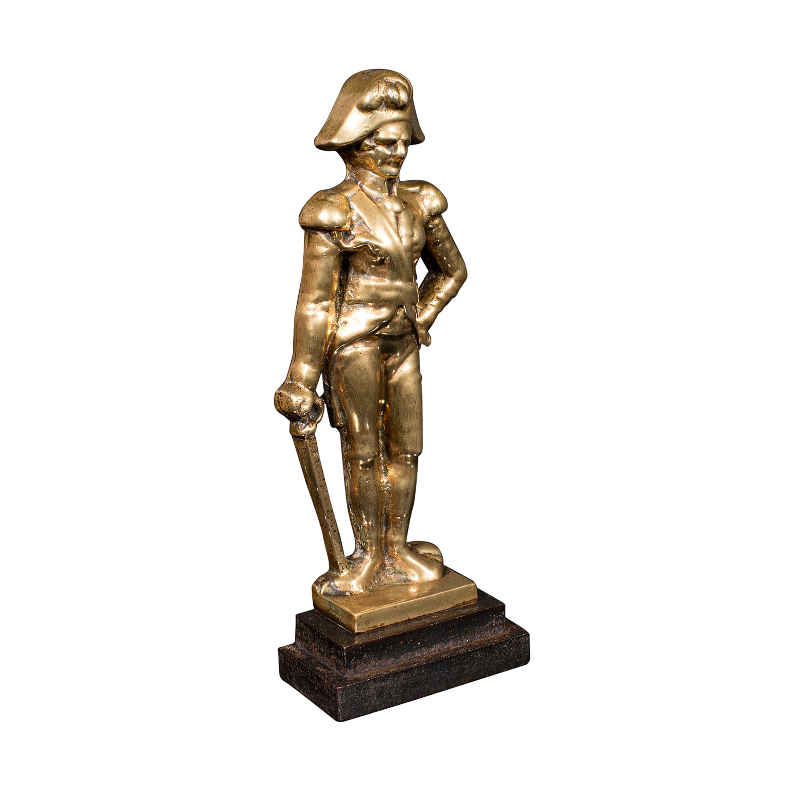 Antique Figural Doorstop, English, Brass, Lord Nelson, Door Keep, Late Georgian For Sale