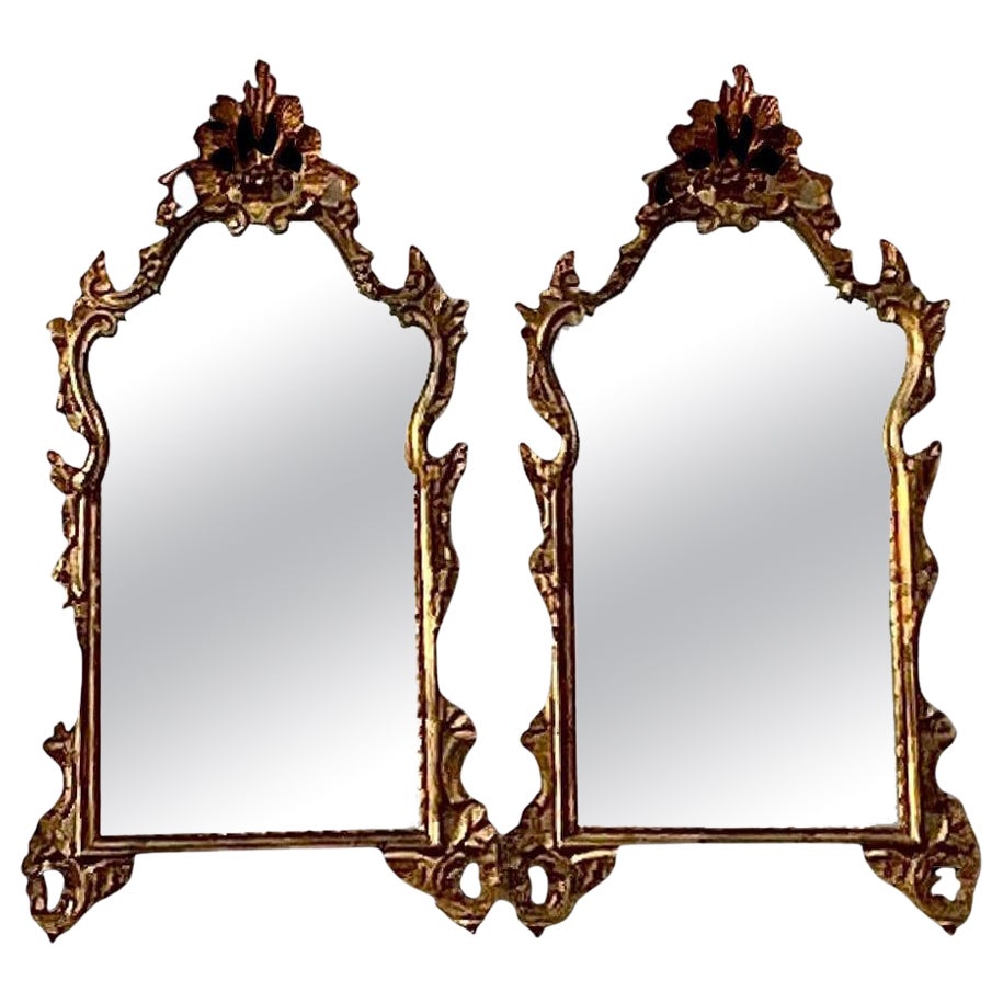 Vintage Regency Carved Wood Gilt Mirrors - a Pair