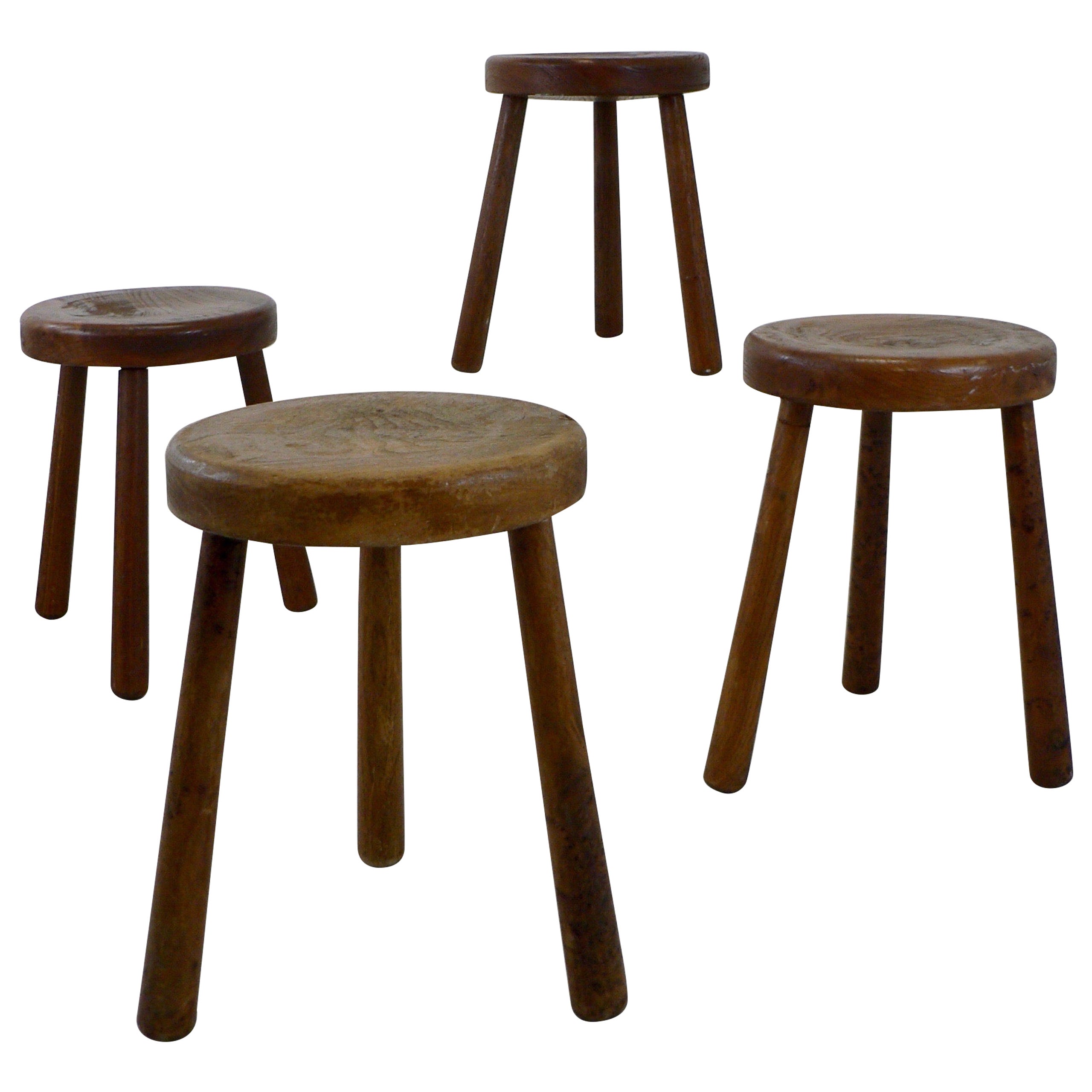 A set of four tripod 'shepherd' stools - France - 1950