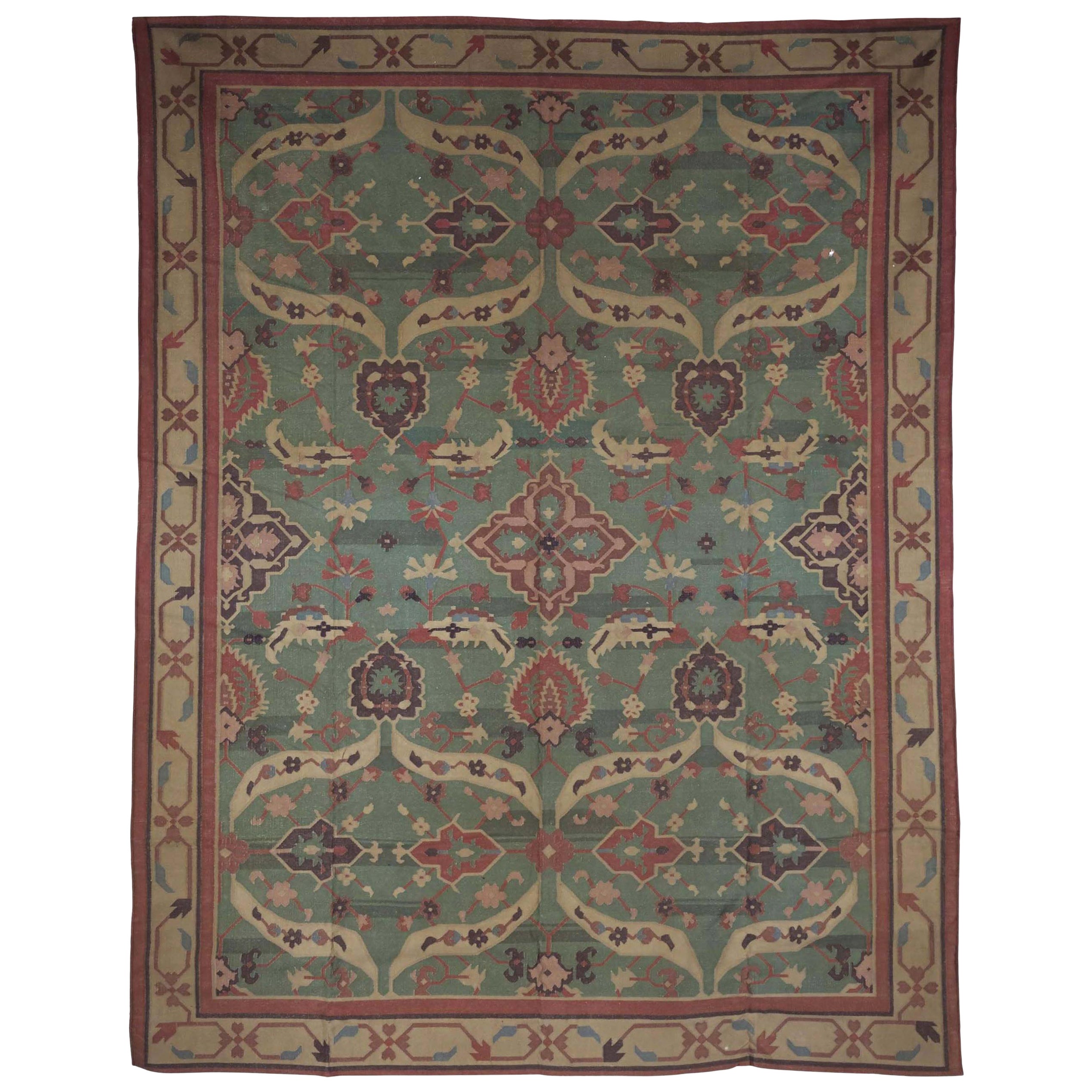 Indischer Dhurrie-Flachgewebe-Teppich aus der Jahrhundertmitte