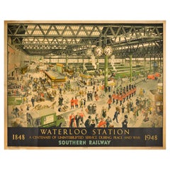 Original Vintage Travel Advertising Poster Waterloo Station Southern Railway