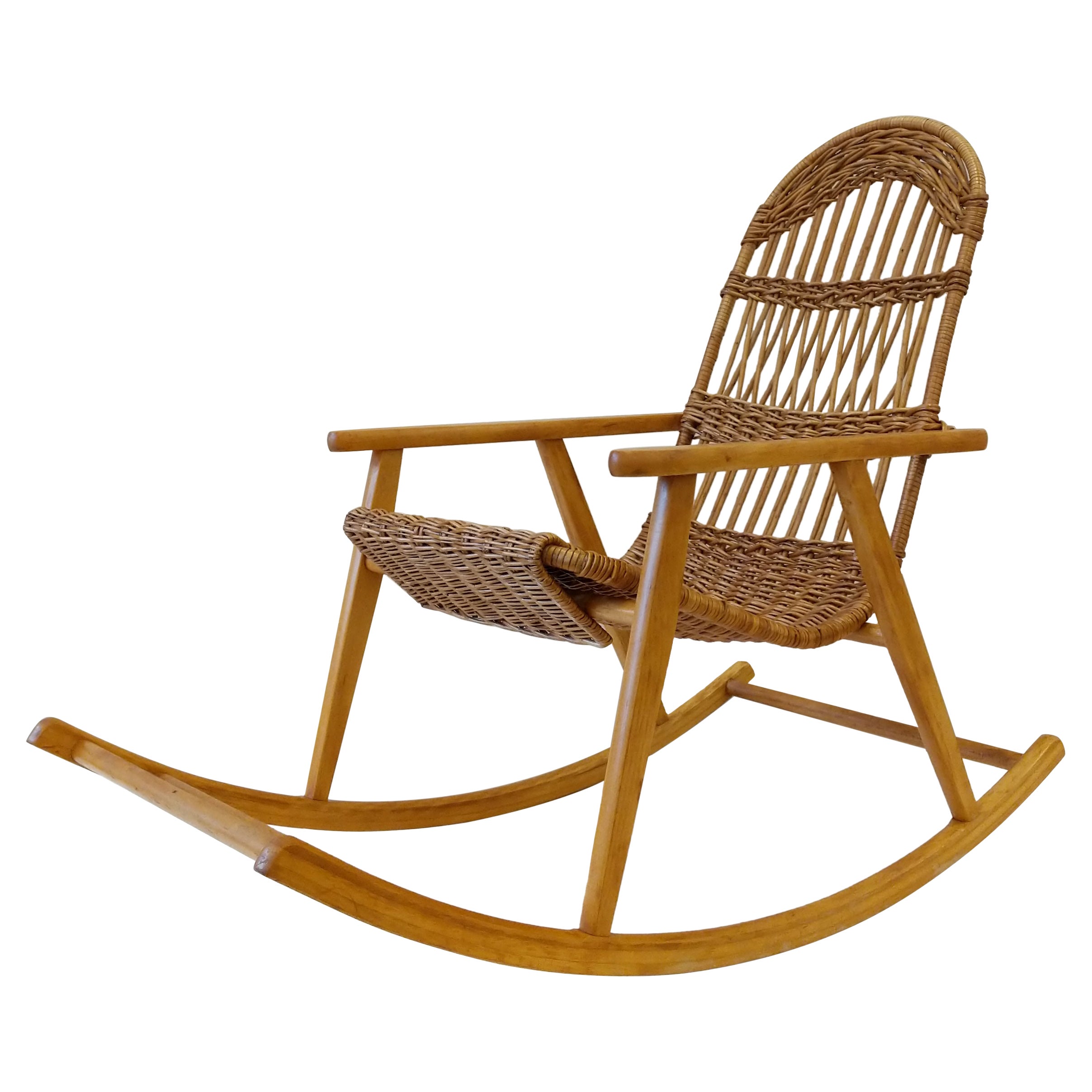 Vintage Czech Rocking Chair For Sale
