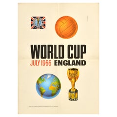 Affiche sportive originale de la Coupe du monde de 1966, championnat de football d'Angleterre FIFA