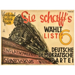 Original Vintage Propaganda Election Poster German Democratic Party Train List 6