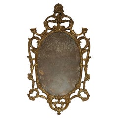 Vintage Italian Rococo Giltwood Wall or Console Mirror, Distressed