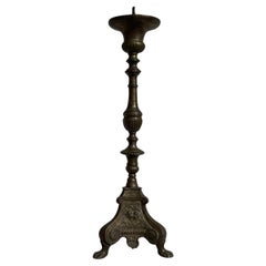 18th Century Italian Bronze Altar Candle Holder - Used Single Stick