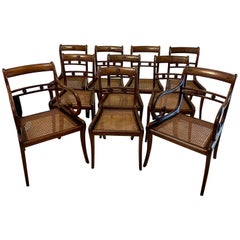 Outstanding Quality Set of 10 Antique Regency Mahogany Dining Chairs 