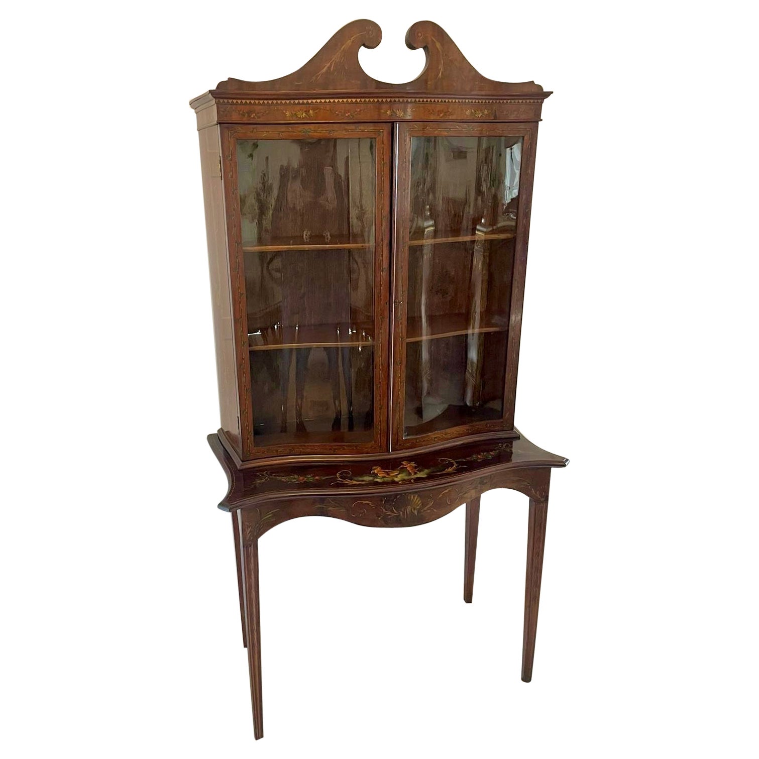 Antique Victorian Quality Mahogany Display Cabinet  For Sale